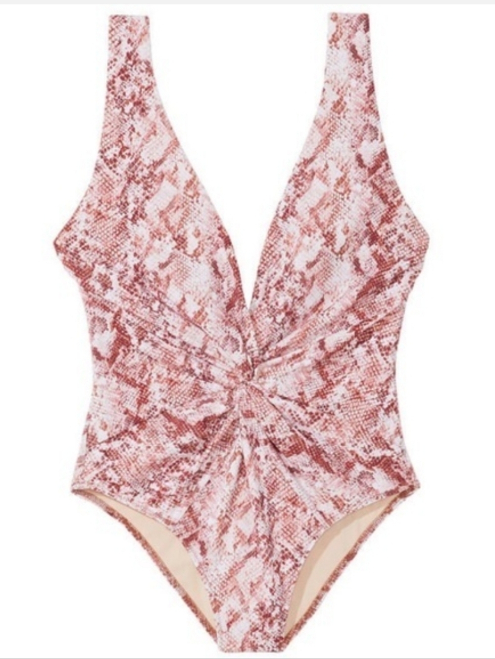 Victoria Secret Twist Plunge Sexy One-piece Swimsuit Snakeprint NWT Size Large - Picture 3 of 13